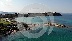 Flying over Lagonisi beach - destination on Sithonia, Halkidiki