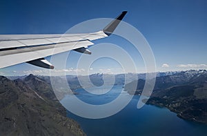 Flying over Lake Wakatipu Queenstown