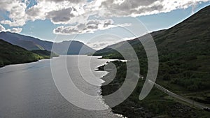 Flying over Loch Leven towards Glencoe, Lochaber