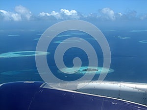 Flying over the Maldives