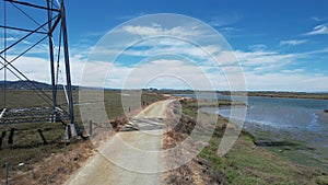 Flying over marshes in Blair Island California