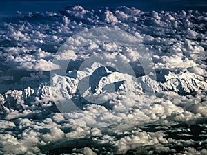 Flying over mont blanc in the alps