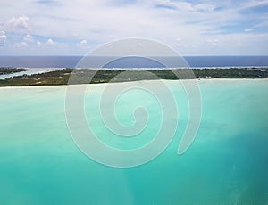 Flying over North Tarawa, Kiribati