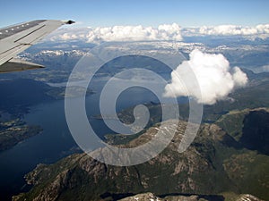 Flying over Norwegian fjords