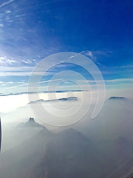 Flying over the Sahyadri mountains, Maharashtra, India photo