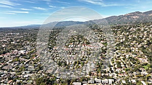 Flying over Santa Barbara. Flying of Santa Barbara, filmed LA by drone.