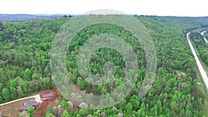 Flying over the speedway in Alabama state, USA. Forest in Background