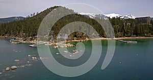 Flying over the surface of Lake Tahoe