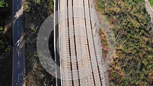 Flying over train rails, Jerusalem, Israel