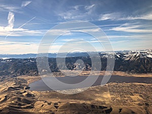 flying over Washoe Lake in Reno