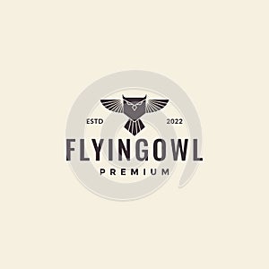 Flying owlet hipster logo design