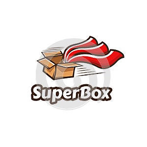 Flying package Delivery. Superhero box. fast delivery service, parcel delivery. vector illustration