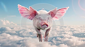 A flying pig among the clouds.