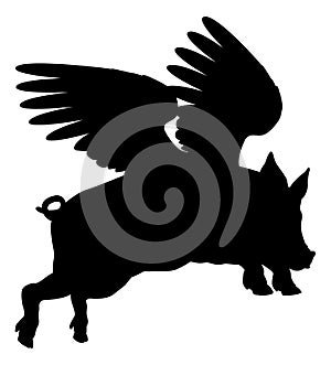 Flying Pig Wings Silhouette Saying Pigs Might Fly