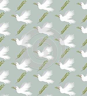 Flying Pigeon. Dove of peace. International day of peace seamless pattern background