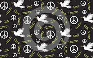 Flying Pigeon. Dove of peace. International day of peace seamless pattern background