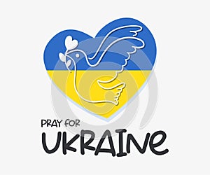 flying pigeon sending love restore peace to Ukraine