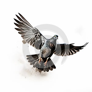 Flying Pigeon With Wide Spread Wings: Fragmented Imagery In High-key Lighting