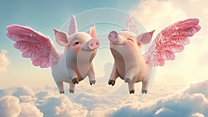 flying pigs, AI generated