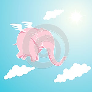 Flying pink elephant