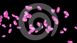 Flying Pink Heart Love 3d rendering animation