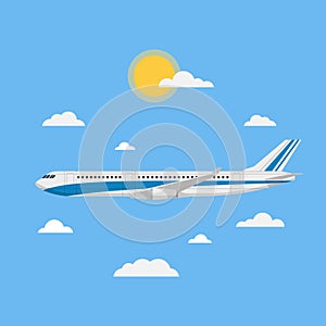 Flying plane vector illustration in a flat style