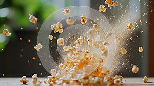 Flying Popcorn Explosion in Kitchen Environment