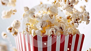 The popcorn in bucket. AI generated