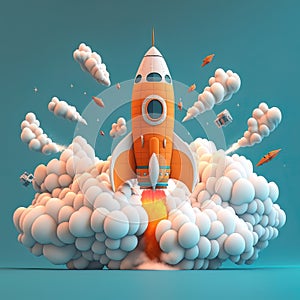 Flying rachet render 3d aniversary smash cake digital backdrop custom made