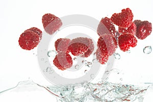 Flying raspberries photo