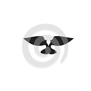 Flying Raven crow black isolated background logo icon design vector illustration