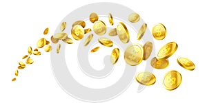 Flying realistic gold 3d coins