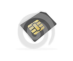 Flying realistic sim cards logo design. Mobile network with esim microchip technology. Mobile communication technology.