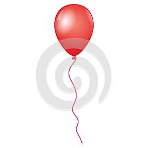 Flying red balloon isolated on white background