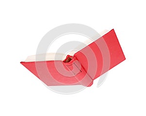Flying red book isolated on a white background. Design element with clipping path