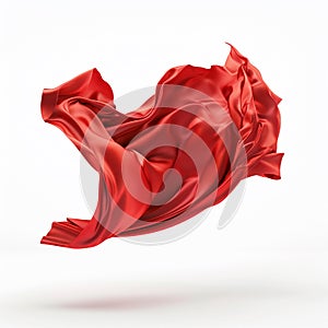 flying red drapery fabric isoalted on a white background, AI Generative