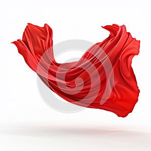 flying red drapery fabric isoalted on a white background, AI Generative