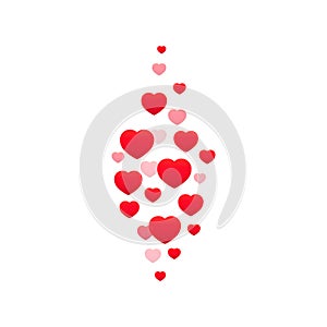 Flying red hearts icon. Streaming video. Vector on isolated white background. EPS 10 photo