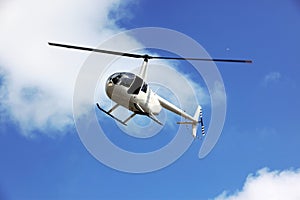 Flying rescue helicopter