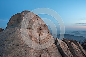 Flying Rock at dawn on the summit of Tai Shan, Shandong Province, China