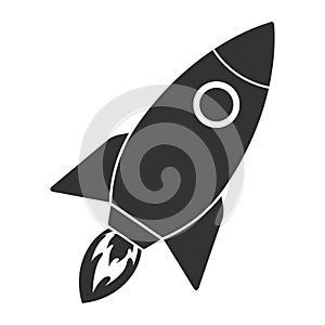 Flying rocket icon isolated on white background. Vector illustration.