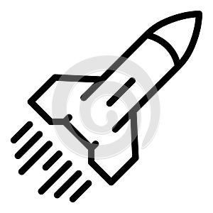 Flying rocket icon, outline style