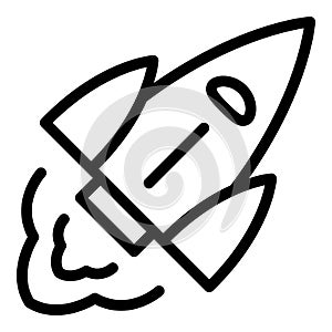 Flying rocket icon, outline style