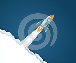 flying rocket illustration design