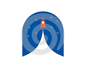 Flying rocket in the night