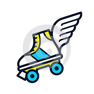 Flying roller skates with wings - vector