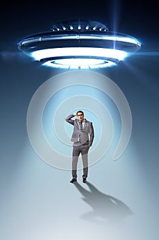 The flying saucer abducting young businessman