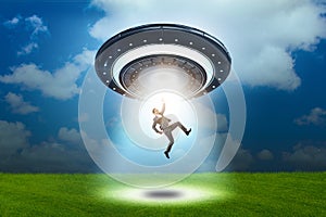 The flying saucer abducting young businessman