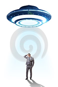 The flying saucer abducting young businessman