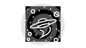 flying saucer alien in galaxy glyph icon animation